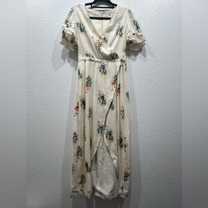 Madewell Cream Asymmetrical Ruffled Maxi Dress